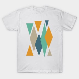 Orange Blue Retro Diamonds T-Shirt